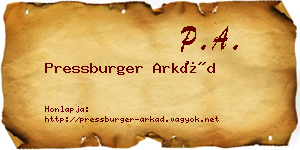 Pressburger Arkád névjegykártya